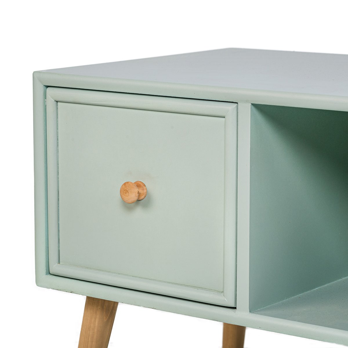 Meuble TV 2 tiroirs, bois, AKITA vert menthe, NORDLYS