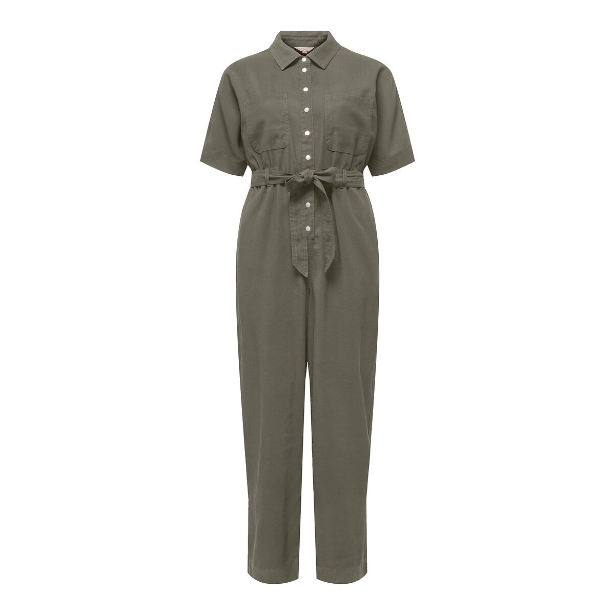 Short Sleeve Belted Jumpsuit khaki green, ONLY