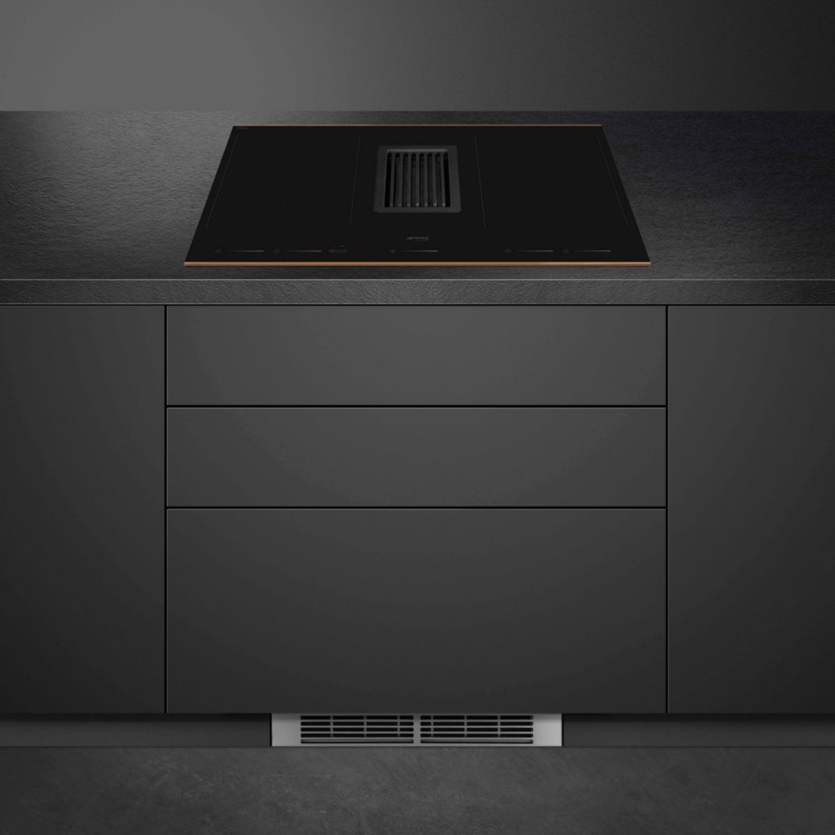 Plaque induction aspirante HOBD682R1 couleur unique, SMEG