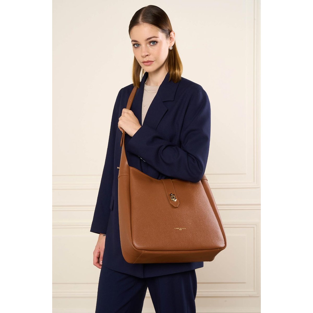 Grand sac seau, Made in France TOP DOUBLE camel - in - orange, LANCASTER