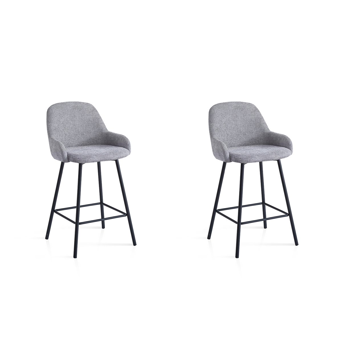 Lot de 2 tabourets hauts tissu et métal, ASTOR gris, HISPANOHOGAR