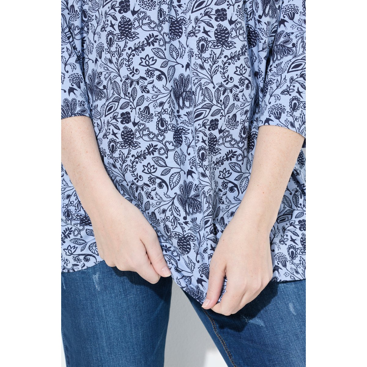 T-shirt à fleurs bleu clair, ULLA POPKEN