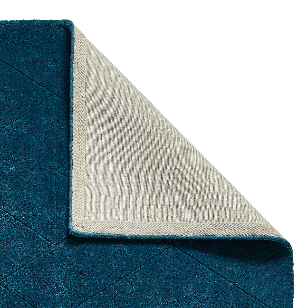 Subtle Triangle Tiled Geometric Patterned Rug in 100% Wool teal, SO'HOME