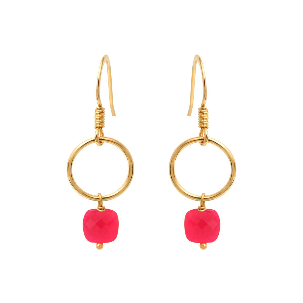 Boucles d'oreilles onyx rose dorées -  fidji rose, CAROLINE NAJMAN