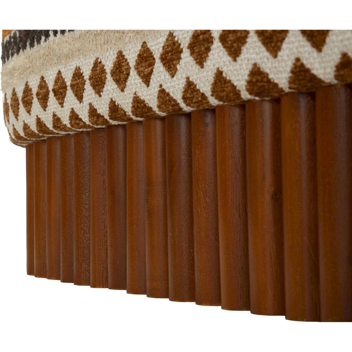 Banc ovale motif ethnique base en bois massif multicolore, RECOLLECTION