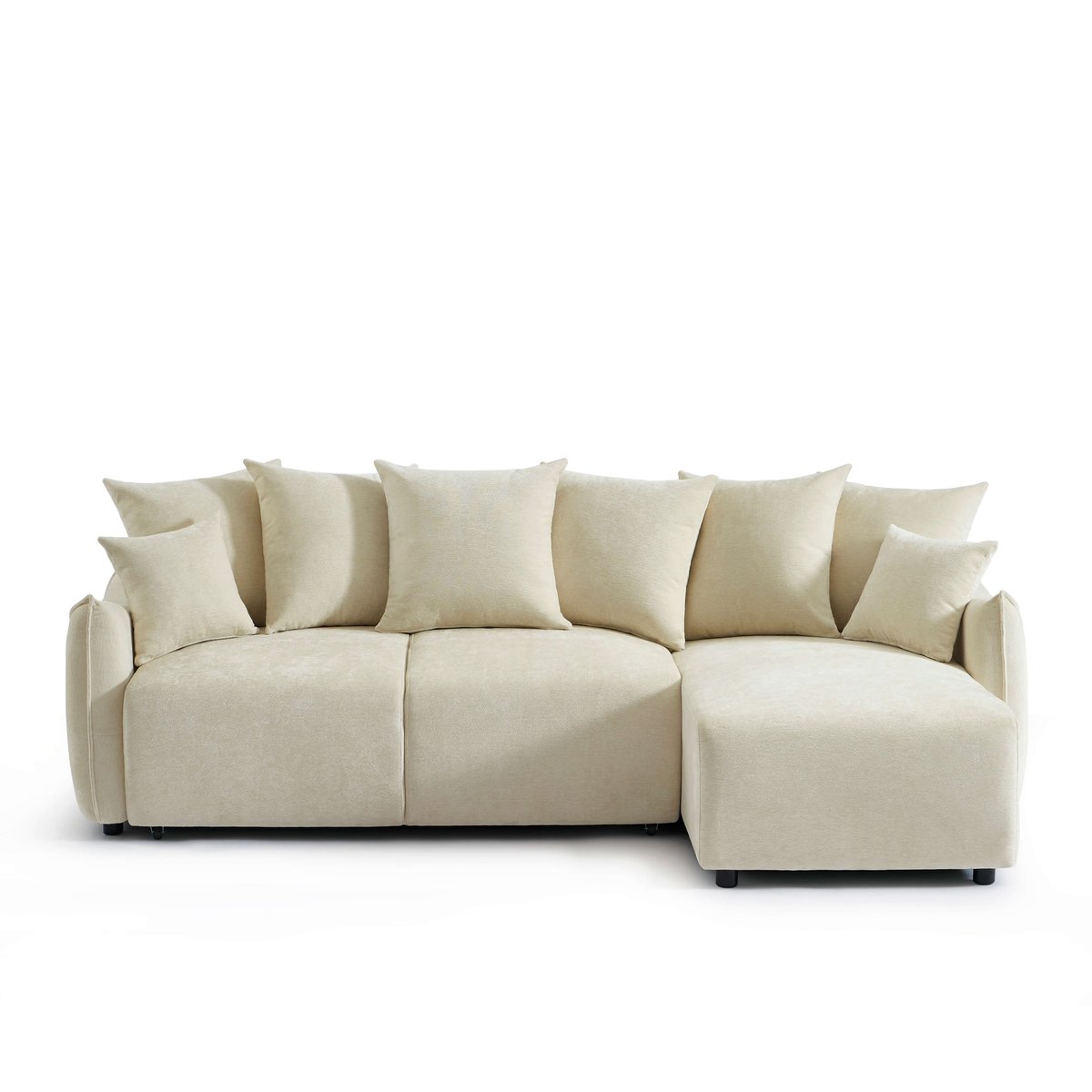 Canapé d'angle convertible tissu  OPALINE beige, BAÏTA