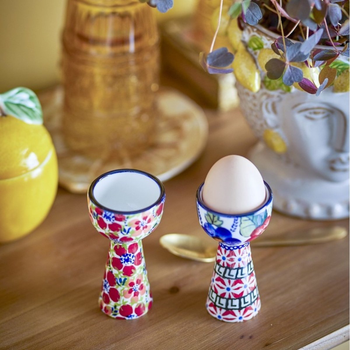Coquetier haut floral FLORIST set de 2 multicolore, BLOOMINGVILLE