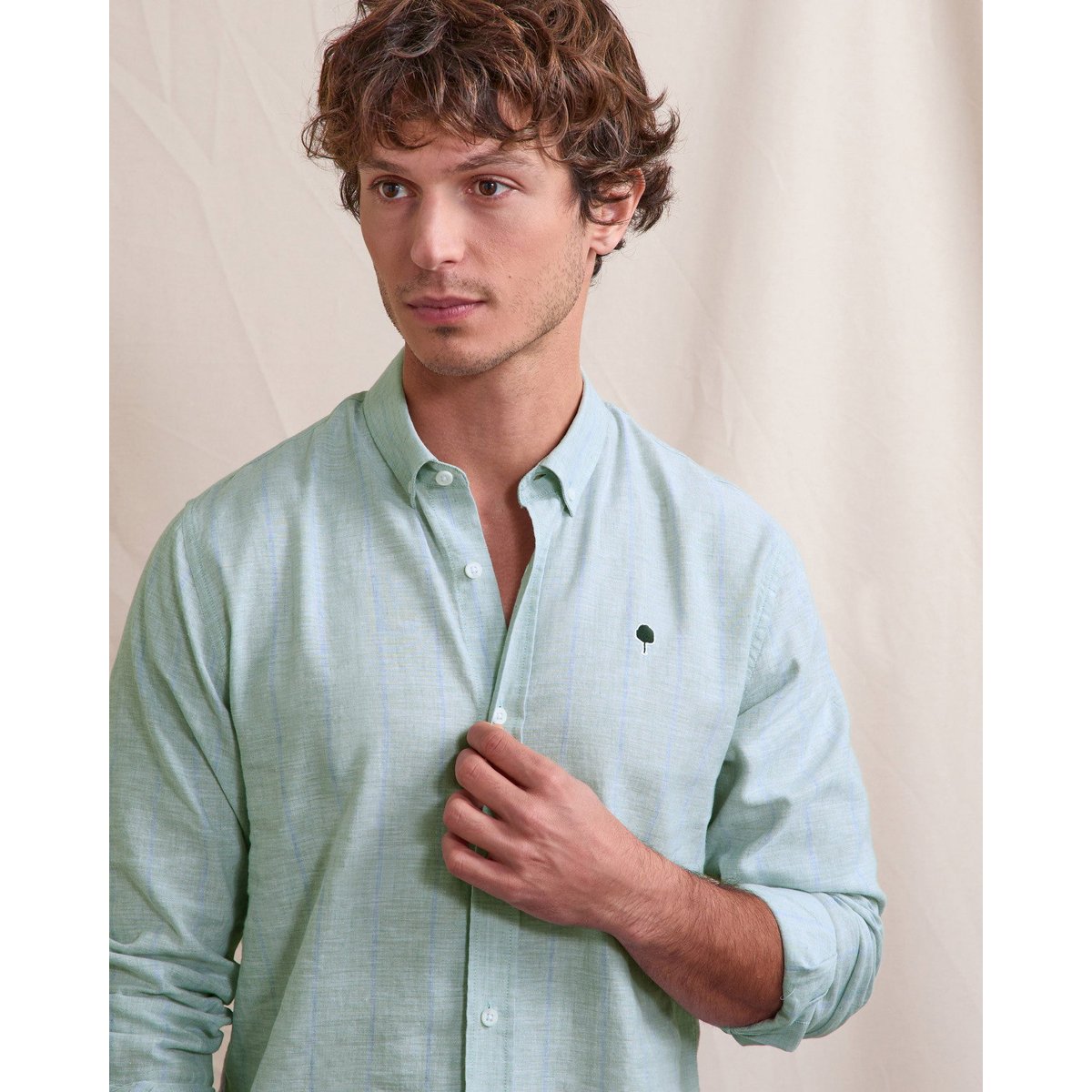 Chemise IVOY lichen et bleu marine, FAGUO