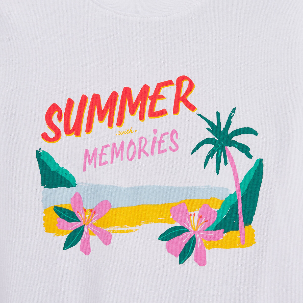 T-shirt manches courtes imprimé blanc, LA REDOUTE COLLECTIONS