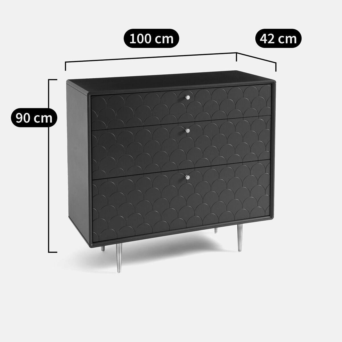 Commode 3 tiroirs, Luxore bleu de prusse, LA REDOUTE INTERIEURS