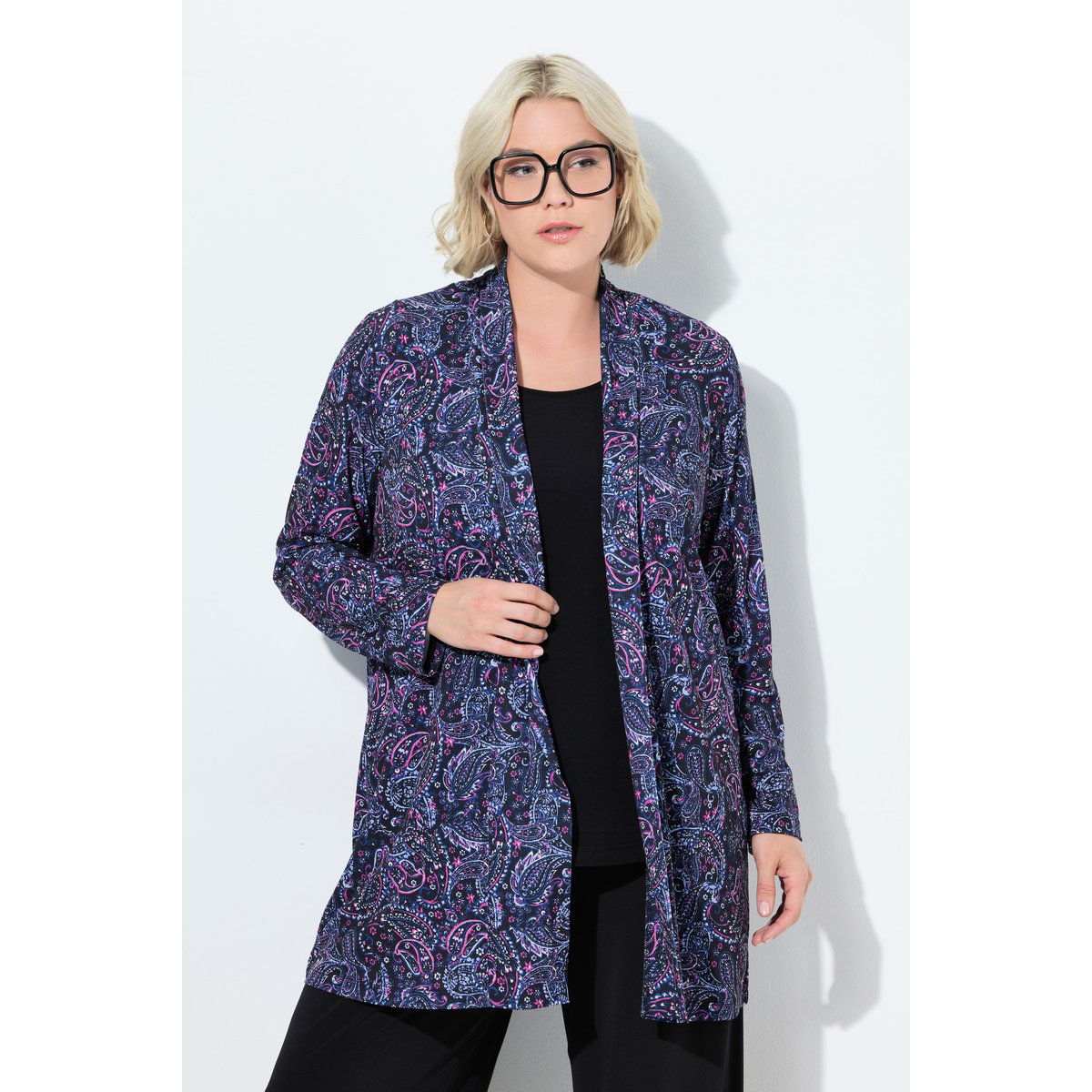 Veste en jersey à manches longues et col noir, ULLA POPKEN