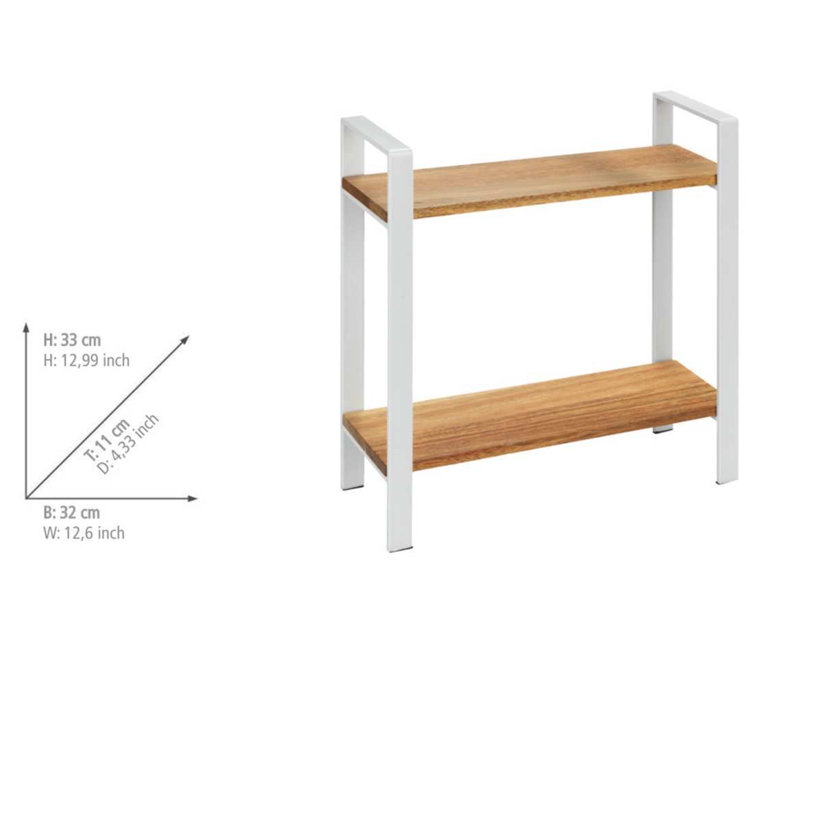 Etagère de cuisine, 2 niveaux LOUISA blanc et bois, WENKO