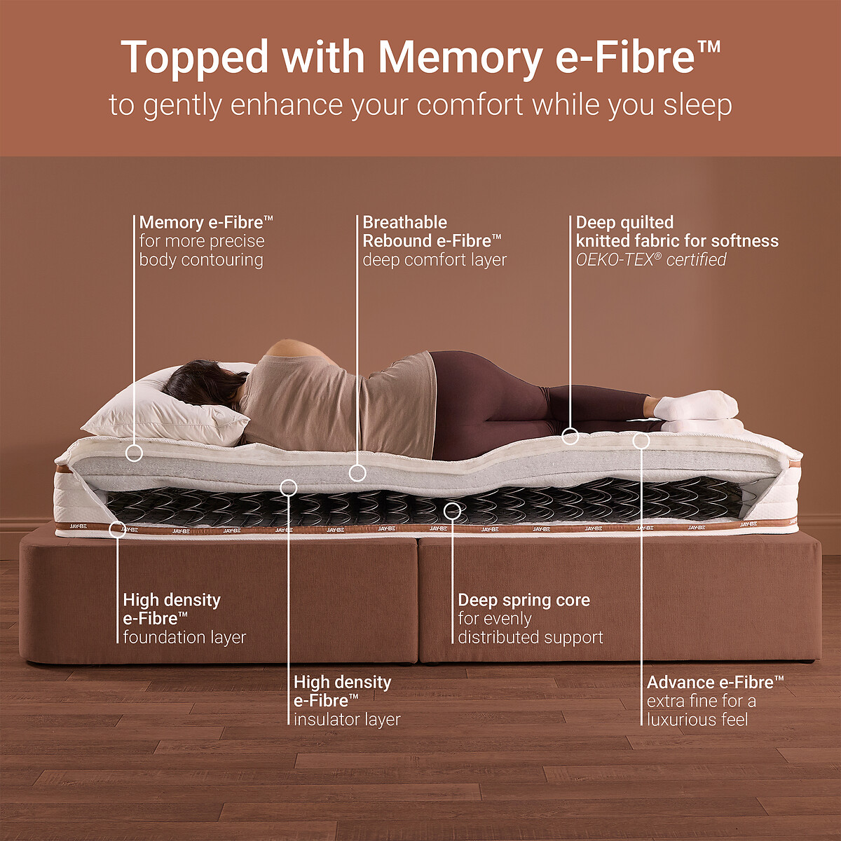 Jay-Be® Ryze Memory Hybrid Mattress white/brown, JAY-BE