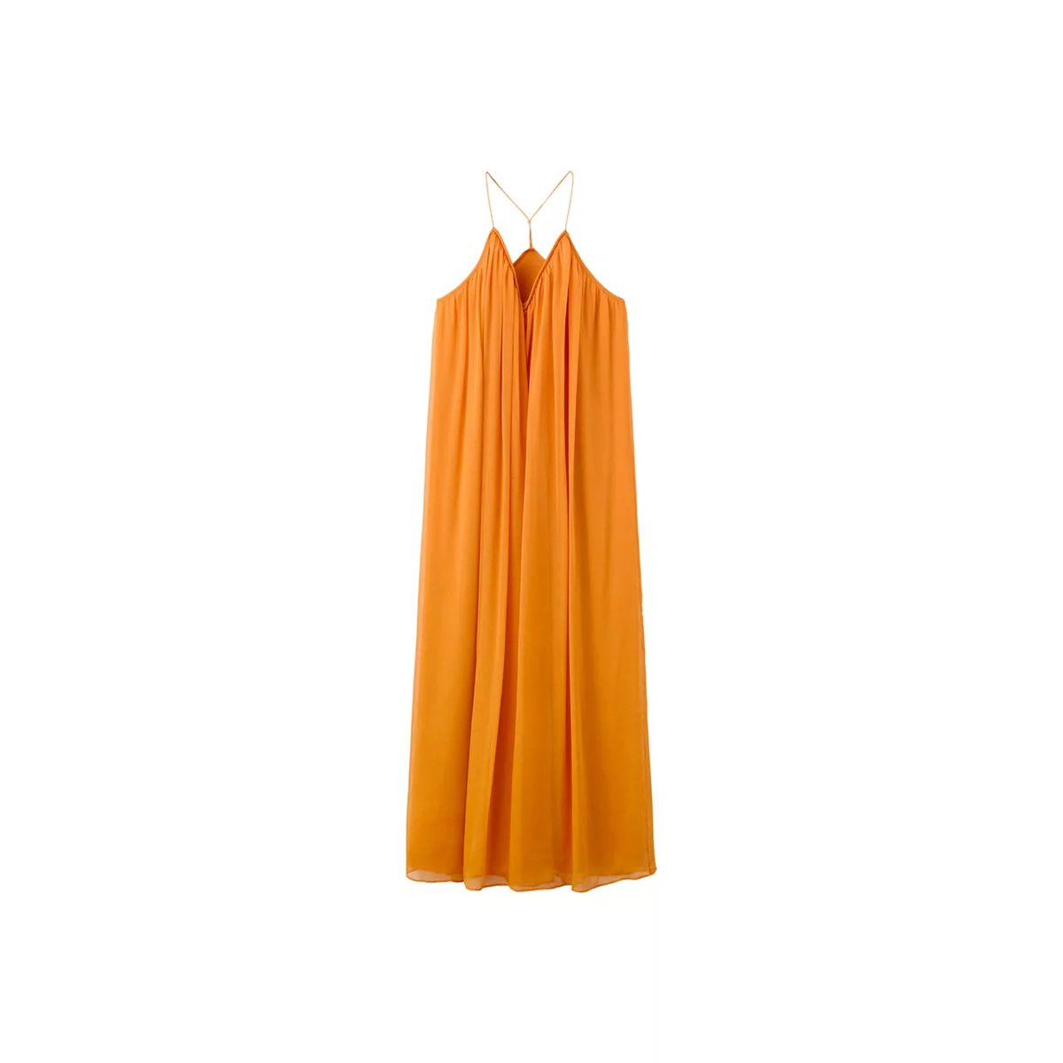 Robe en gase à décolleté en V orange, MANGO