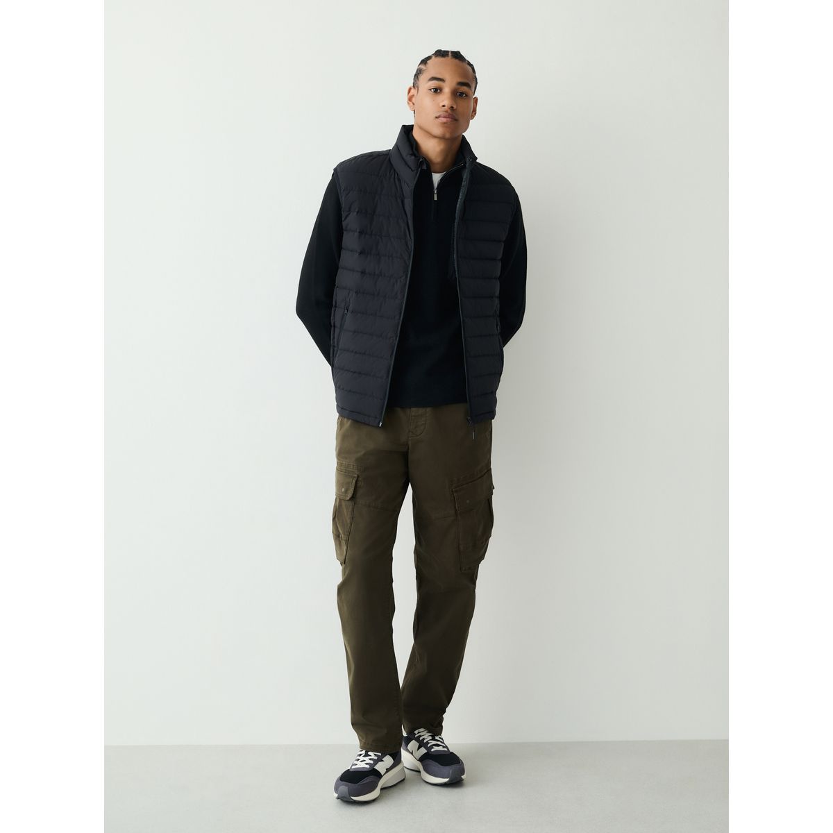 Pull regular à col zippé en maille mi-épaisse noir, NEXT
