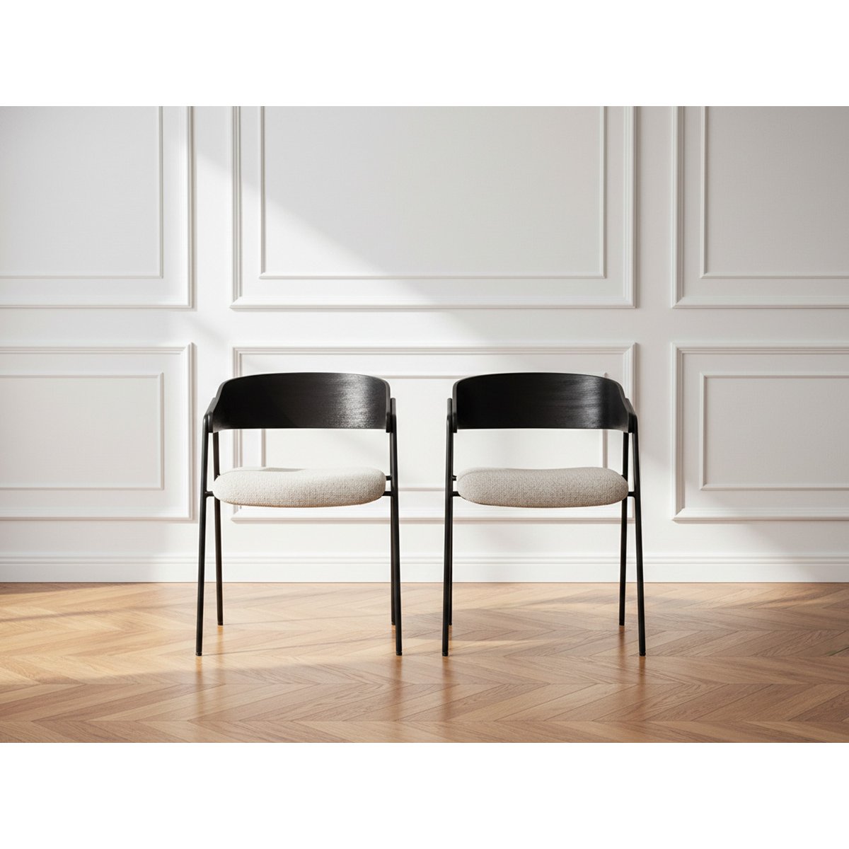 Chaise tissu texturé, SOREN noir, BOBOCHIC