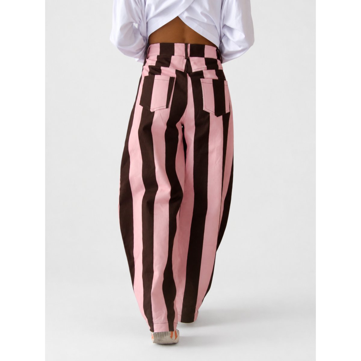 Jean rayé coupe barrel CLARISSA marron / rose, MINDTRAVELER
