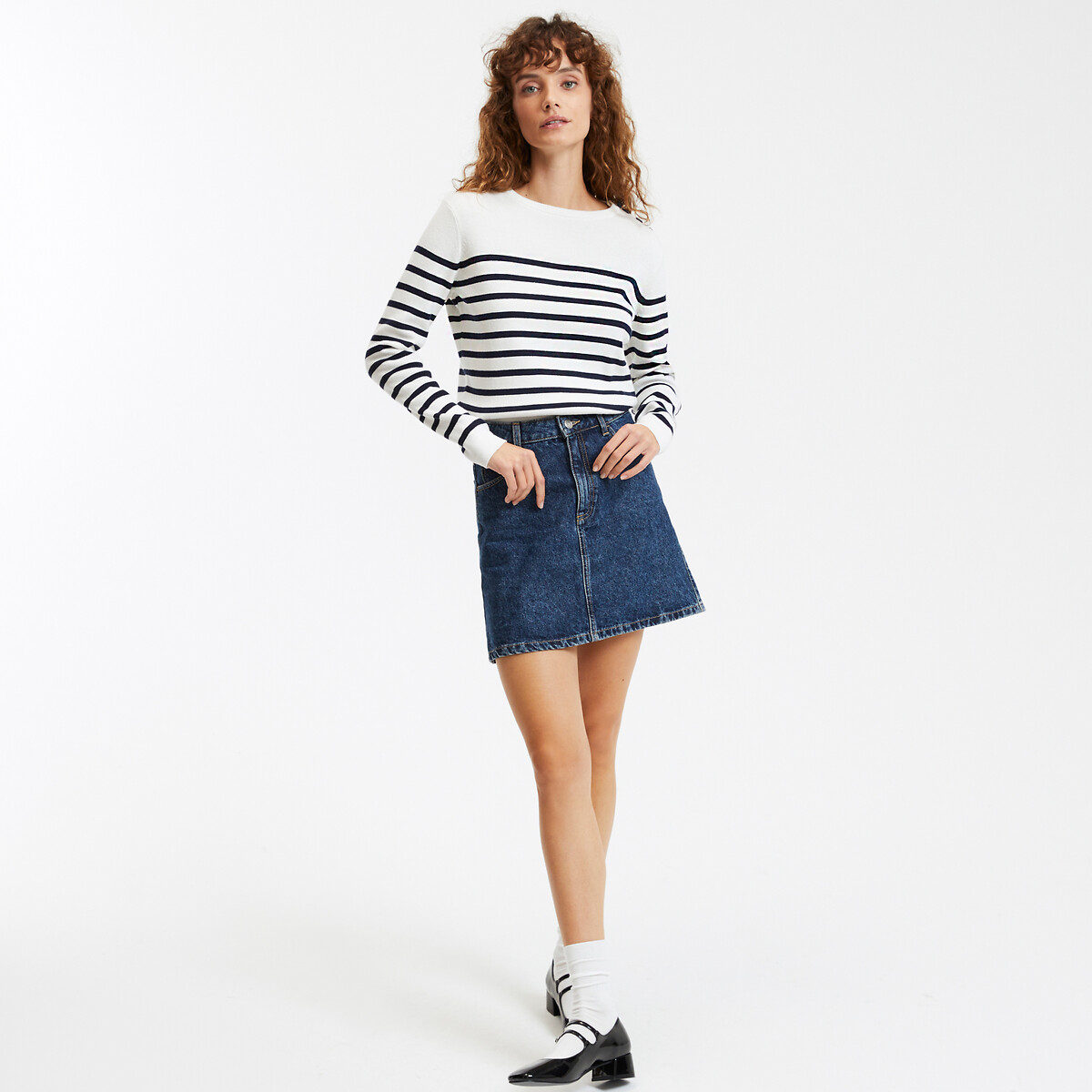 Breton Striped Jumper ivory / navy stripe, LA REDOUTE COLLECTIONS