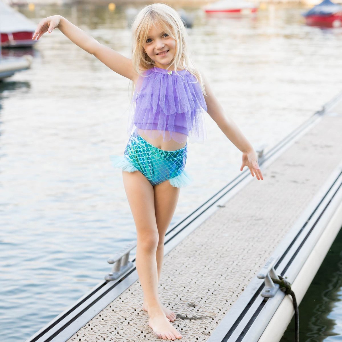 Maillot de bain 2 pièces fille sirène violet, GREAT PRETENDERS