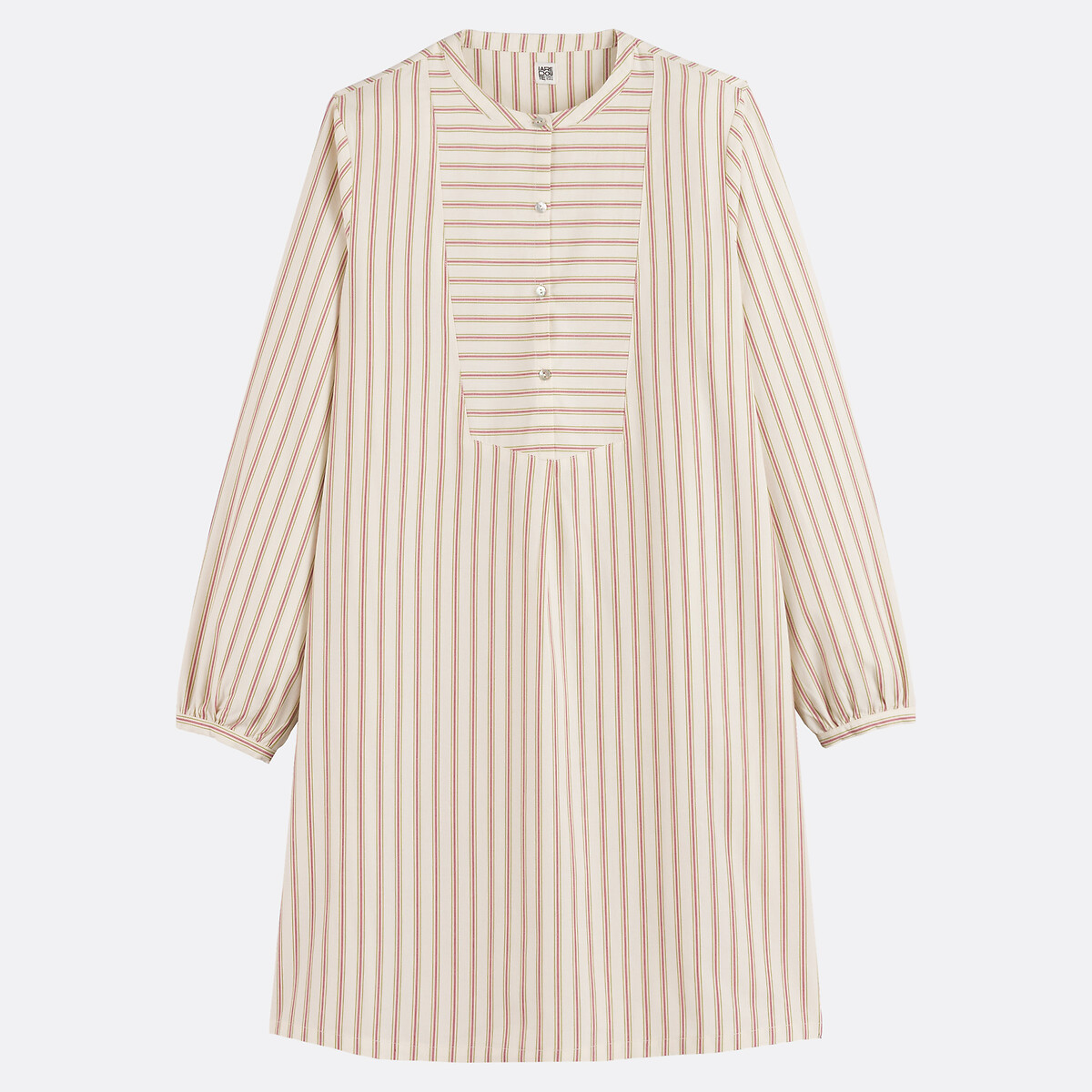 Chemise de nuit rayée en popeline de coton rayé, LA REDOUTE COLLECTIONS