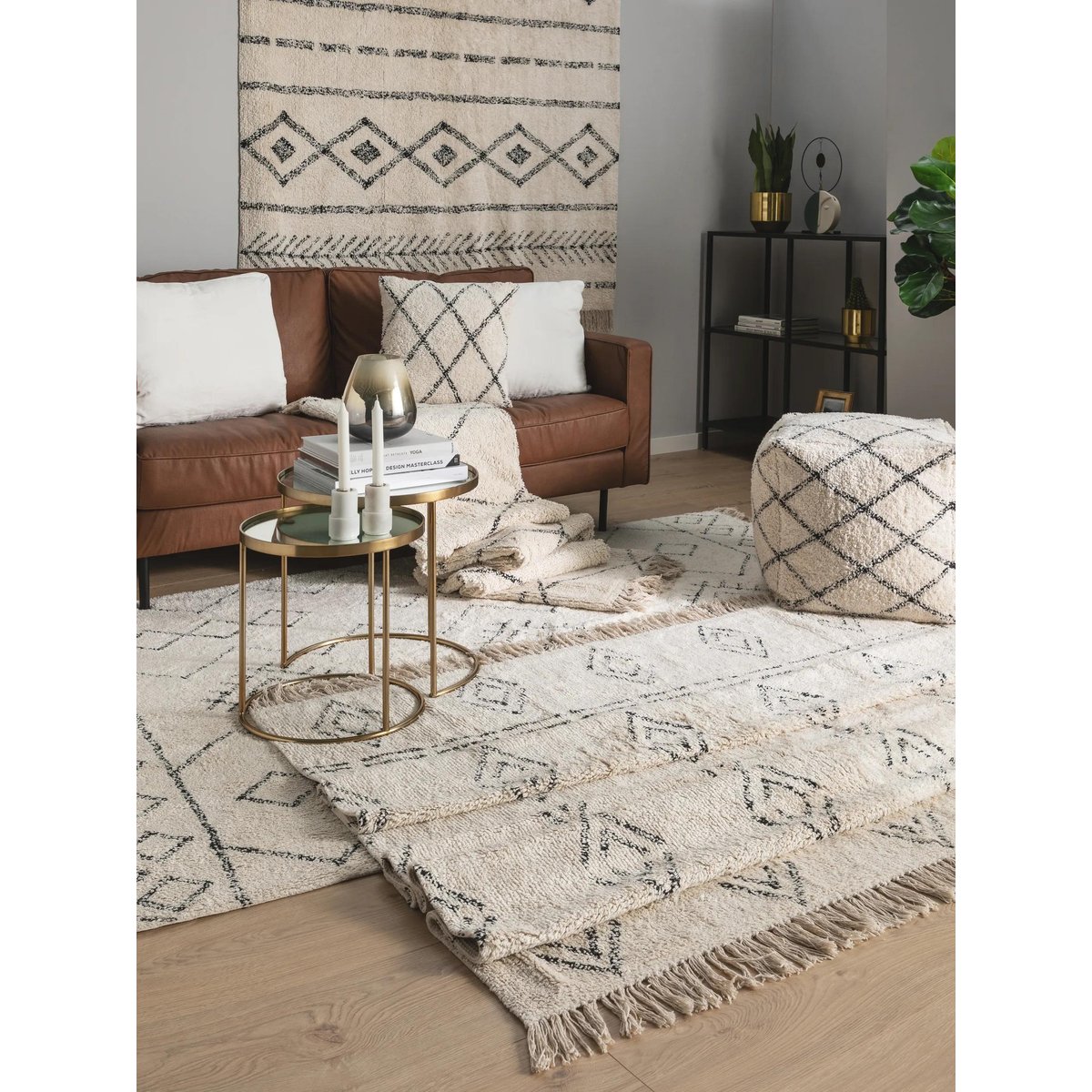 Tapis lavables en coton tufté main NAOMI crème, BENUTA