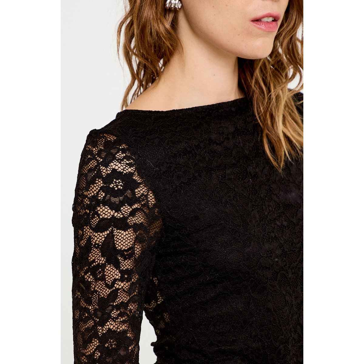 Body ajusté dentelle col bateau noir, CACHE CACHE