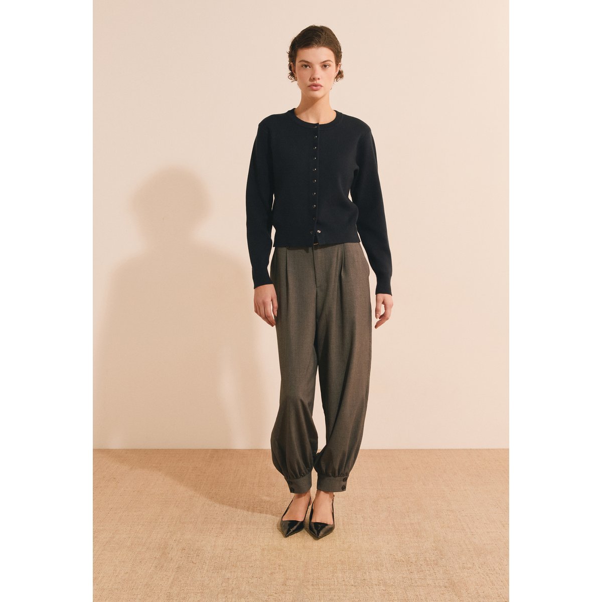 Cardigan col rond en maille SAID CARDI encre, ETAM