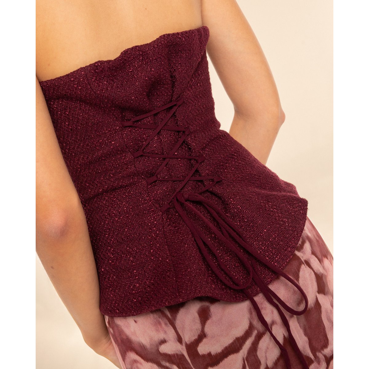 Top style corset sans manches femme bourdeaux, THE-ARE