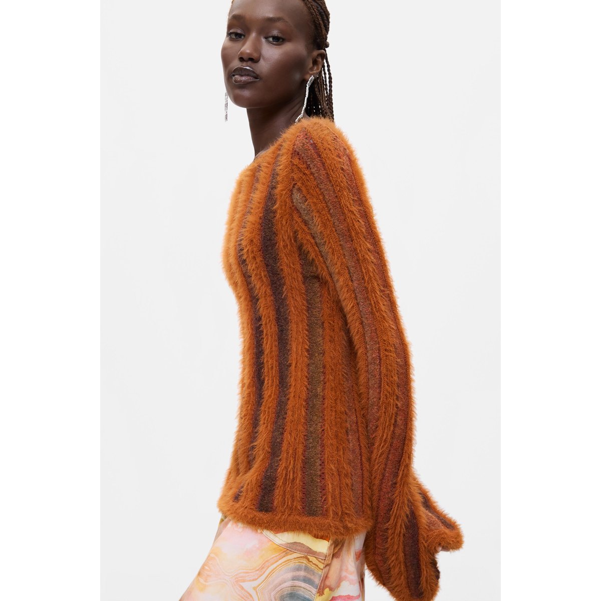 Pull côtelé avec poils marron, DESIGUAL