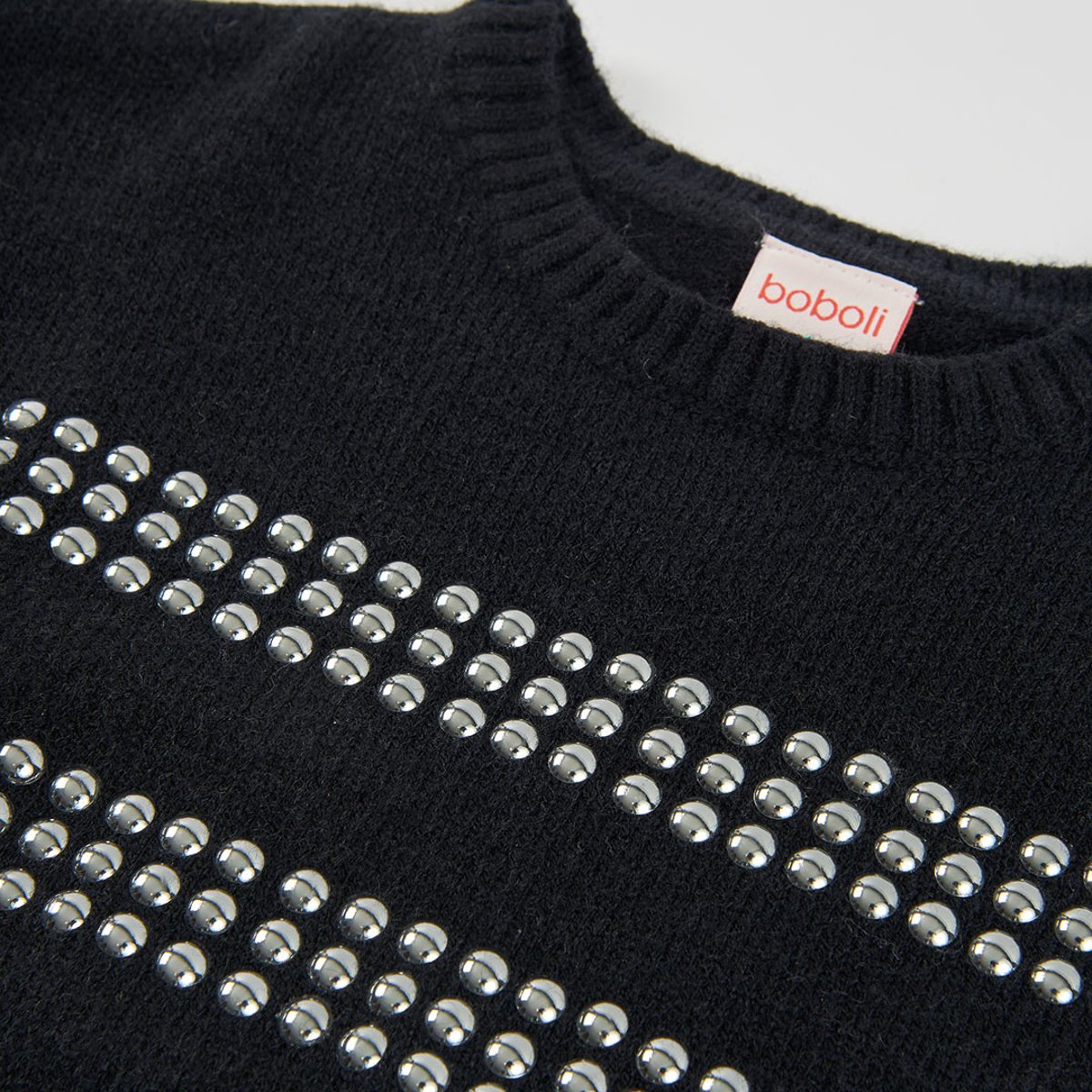 Pull fille avec clous noir, BOBOLI