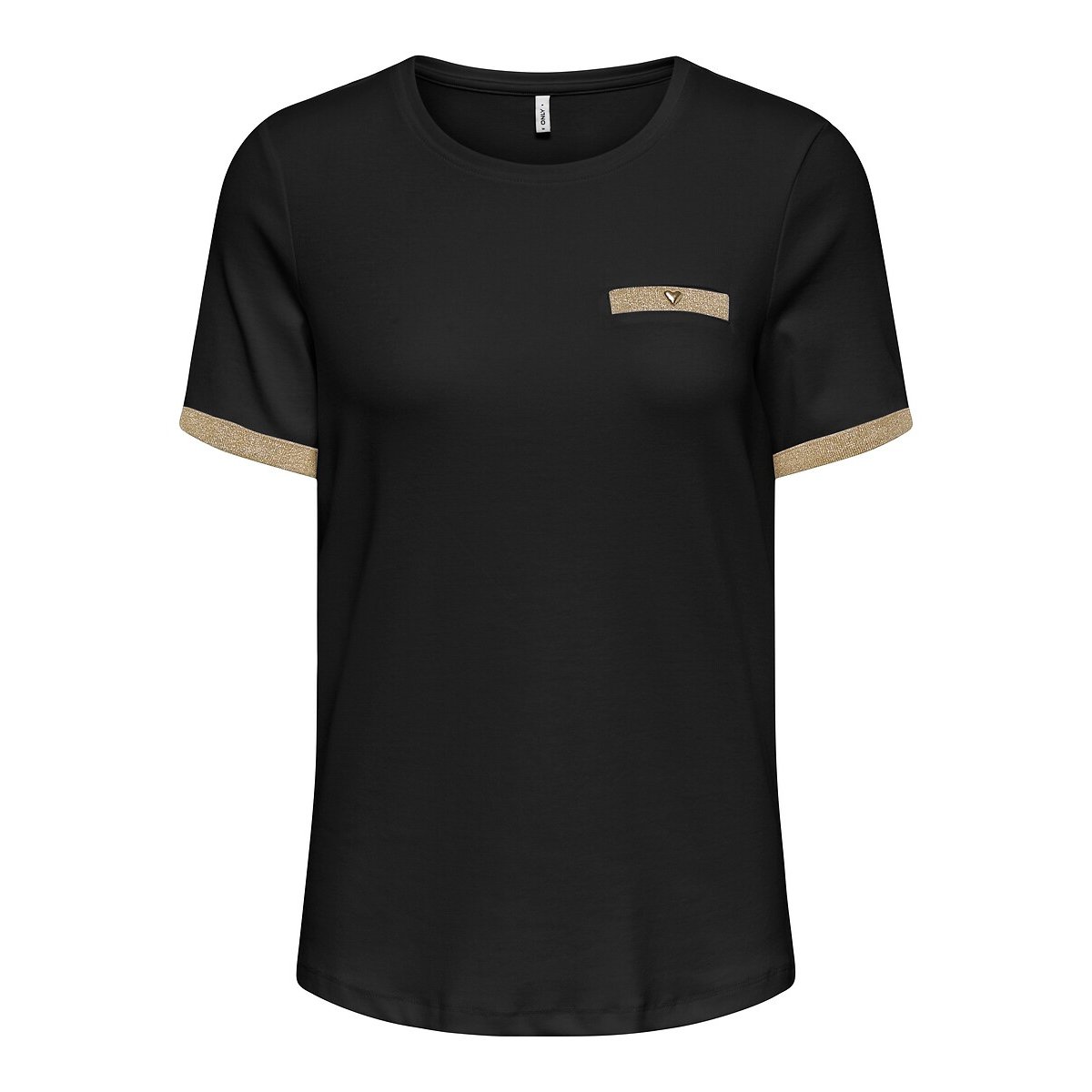 T-shirt manches courtes, détail poitrine noir, ONLY