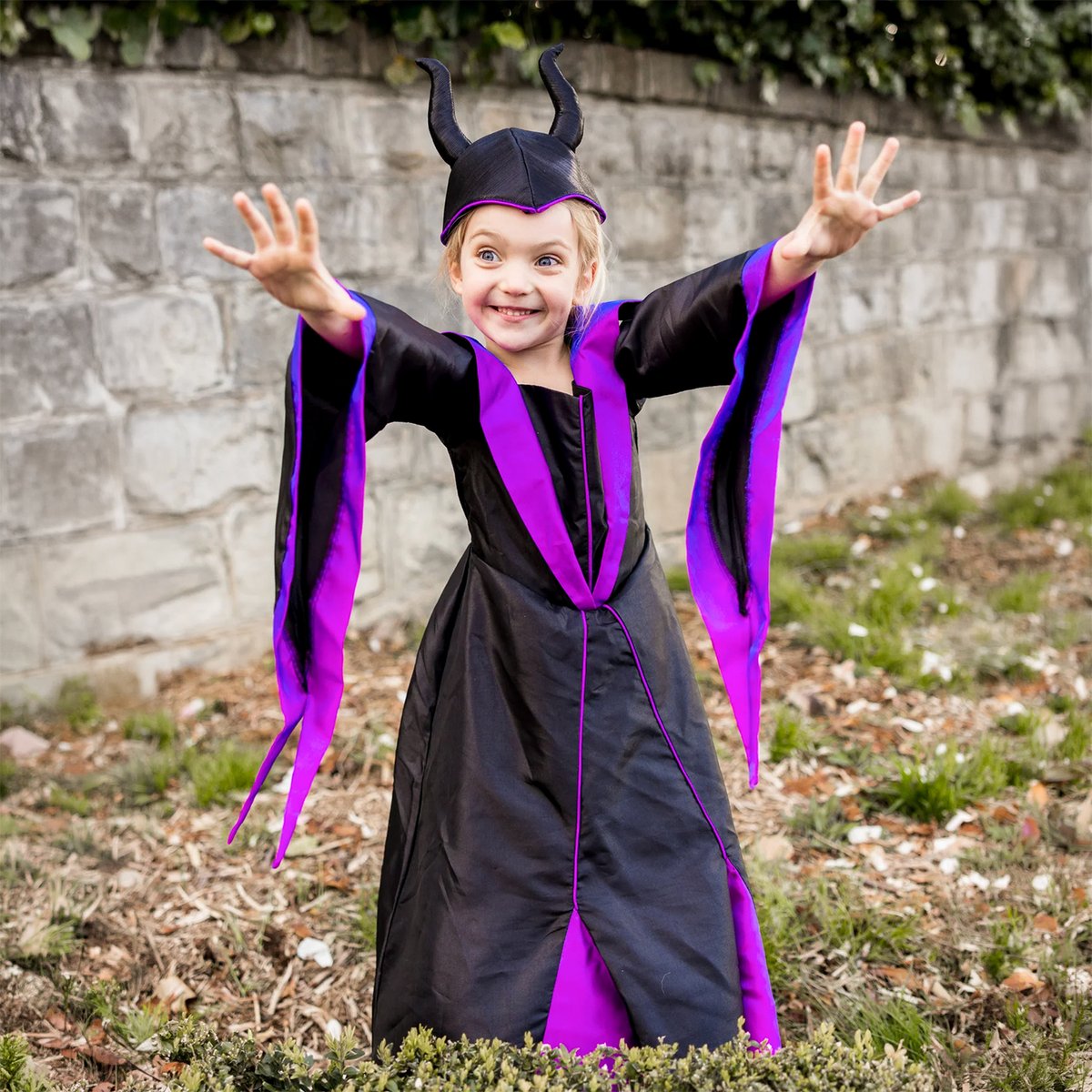 Déguisement princesse méchante enfant avec coiffe noir, GREAT PRETENDERS