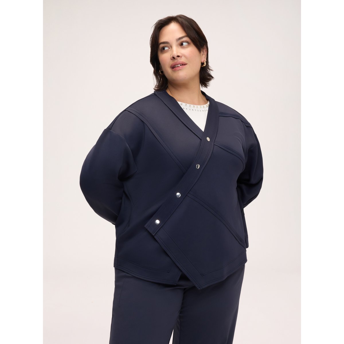 Sweat-shirt avec fermeture asymétrique bleu, FIORELLA RUBINO