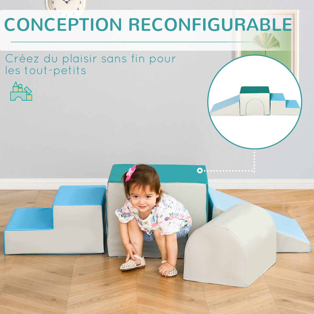 Ensemble de jeux mous pour enfants EPE Vert, multicolore, HOMCOM
