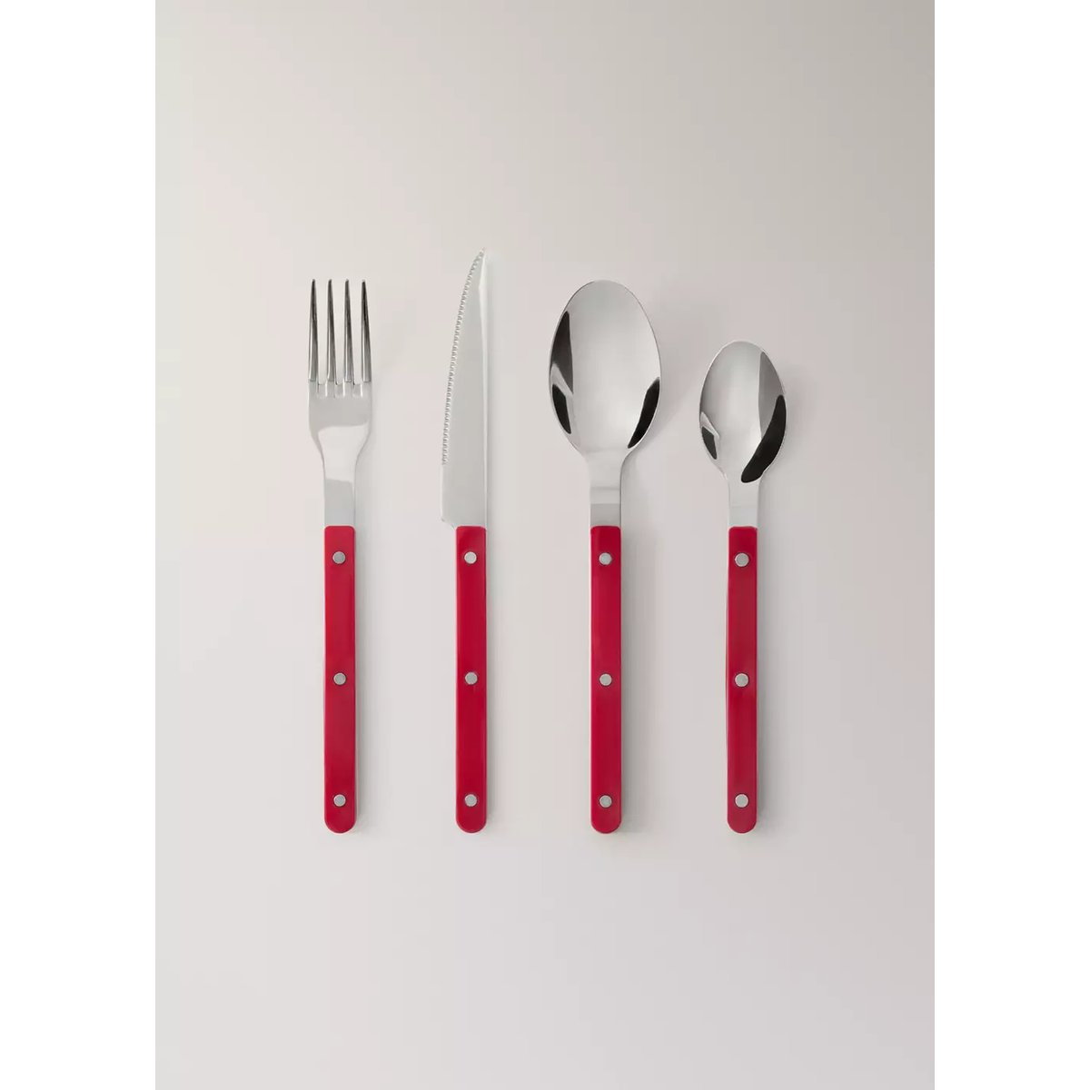 Ensemble de couverts acier inoxydable manche en résine rouge, MANGO HOME
