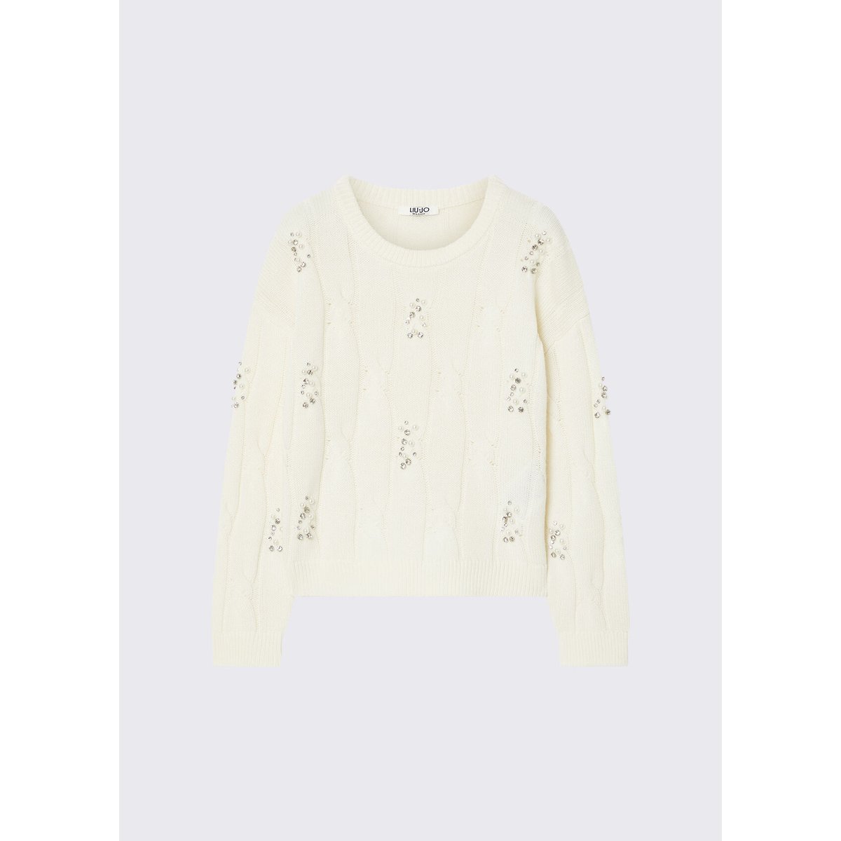 Pull avec broderies bijoux blanc, LIU JO