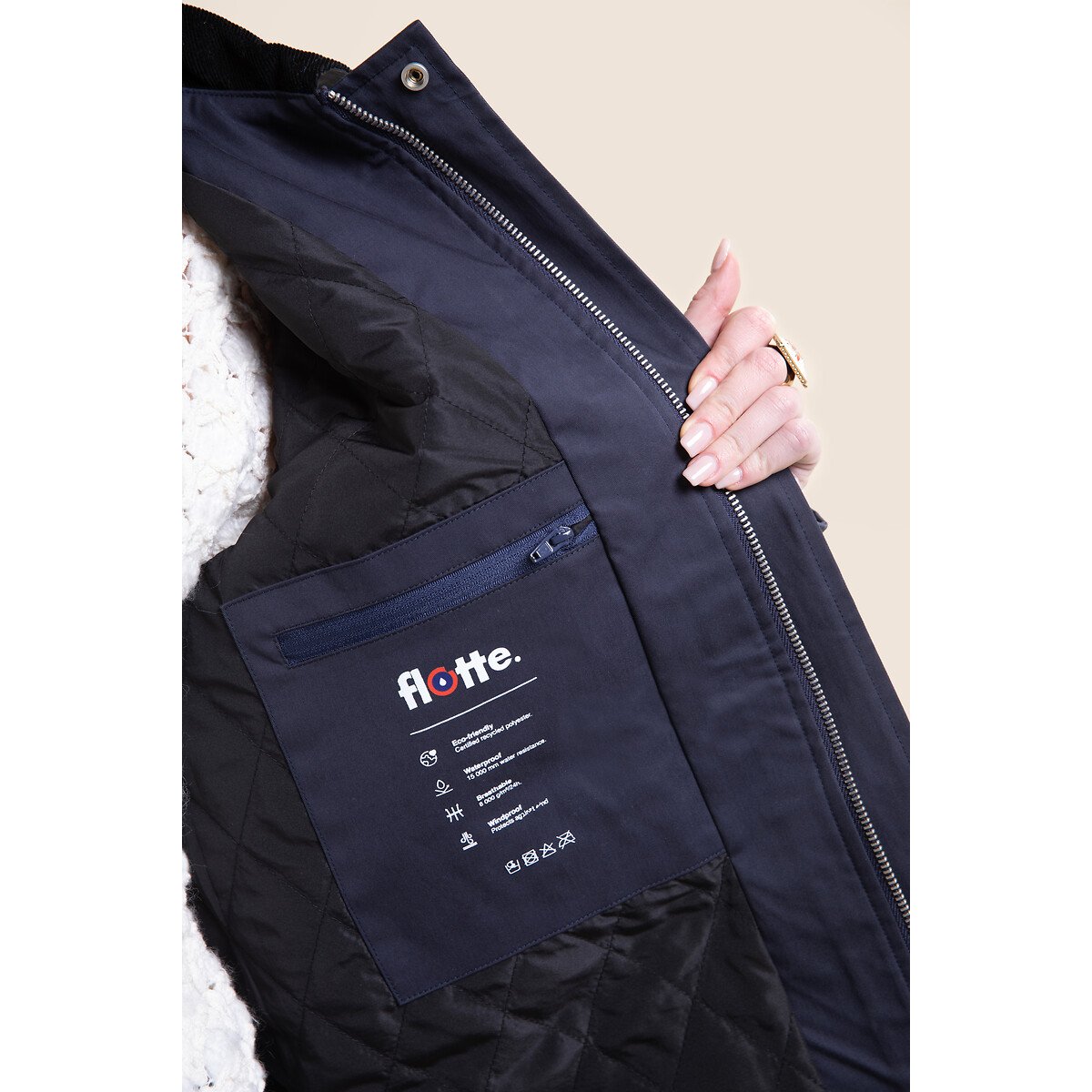 Veste imperméable à brandebourgs, CARNOT indigo, FLOTTE