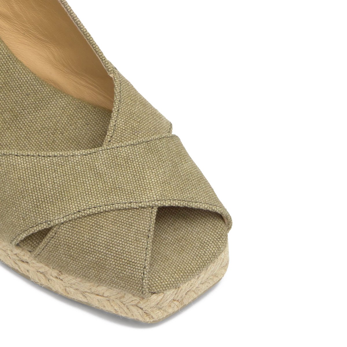 Espadrilles compensées en coton organique DIANNA PLATFORM vert olive, CASTANER