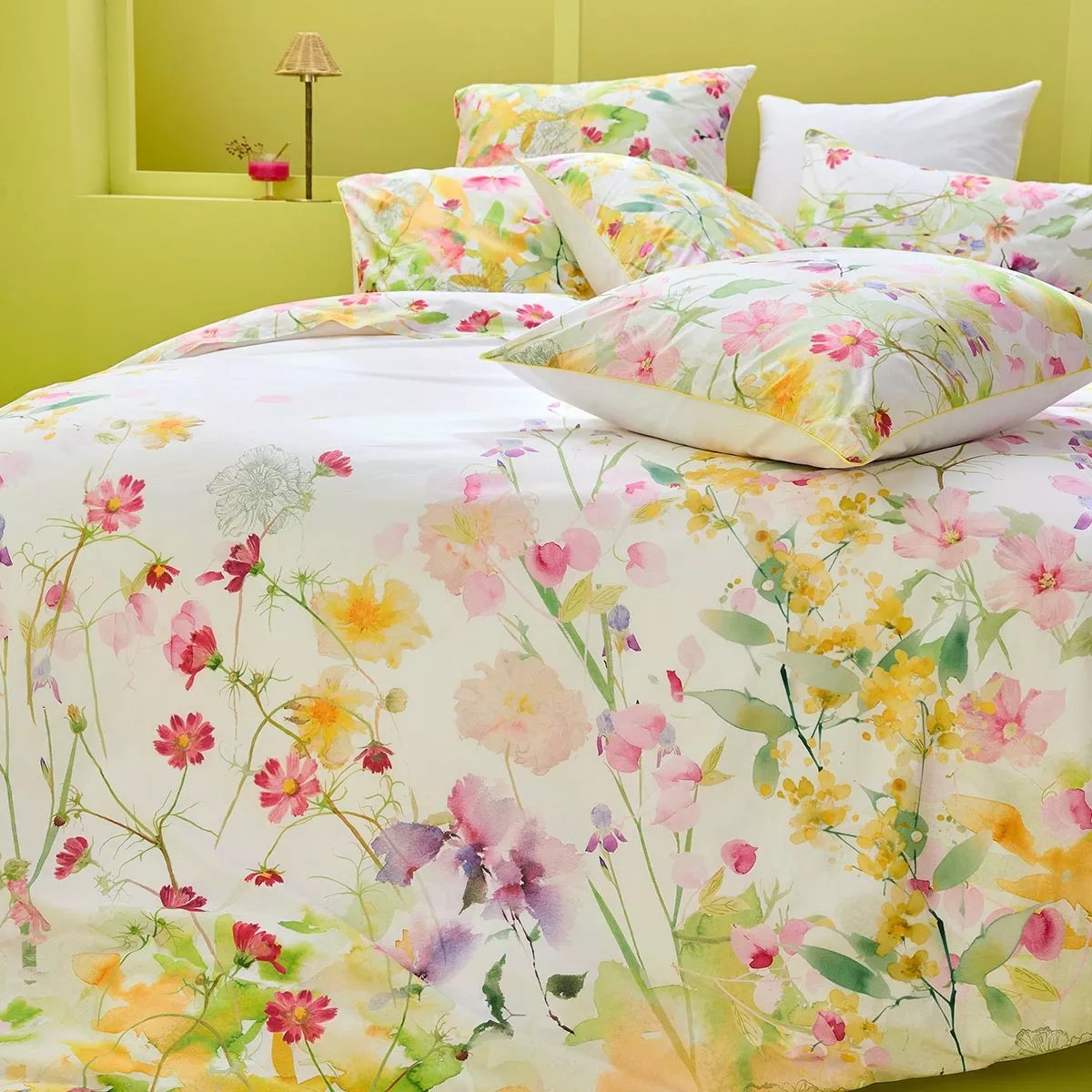 Housse de couette percale de coton lavé SOUFFLE FLEURI printemps, GARNIER THIEBAUT