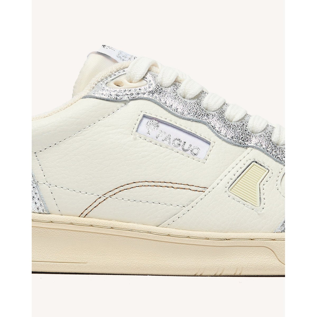 Baskets basses cuir COMMUTE 1 blanc et argenté, FAGUO
