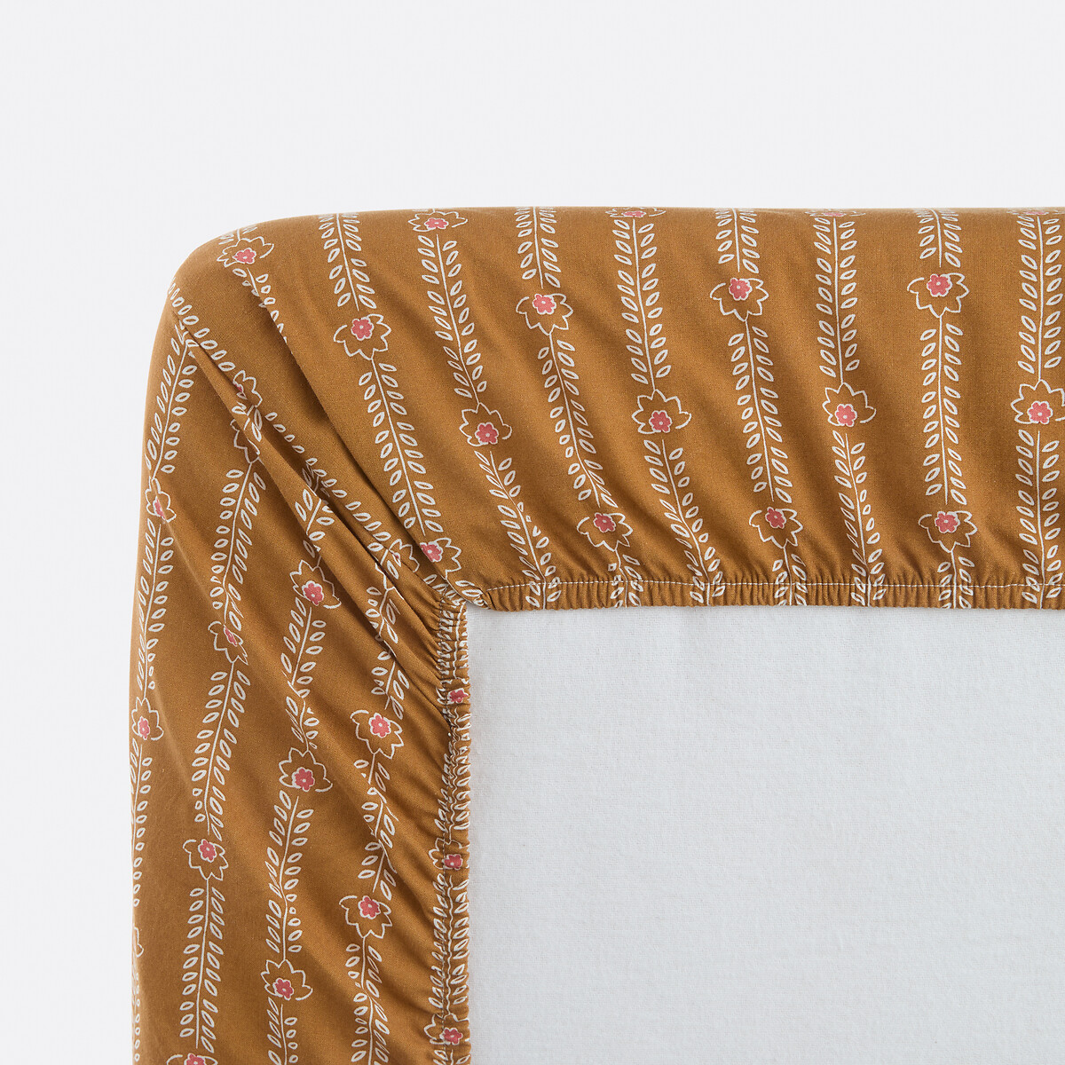 Drap-housse enfant en coton lavé, Nitti ecru/caramel, LA REDOUTE INTERIEURS