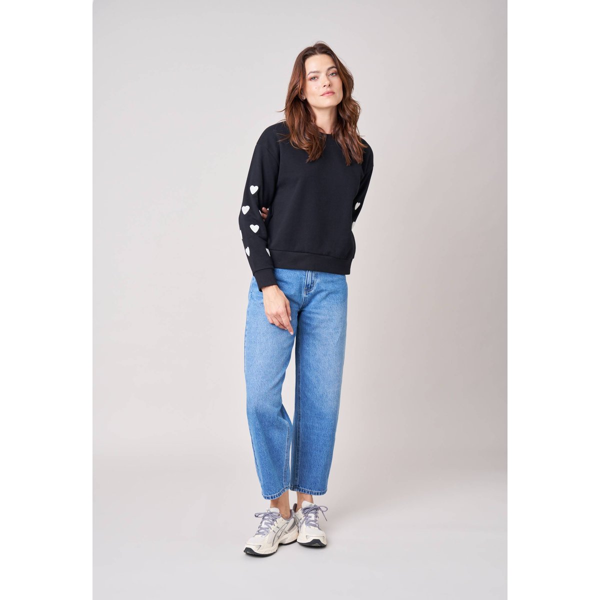 Sweat femme en coton mélangé SARINA black, DEELUXE