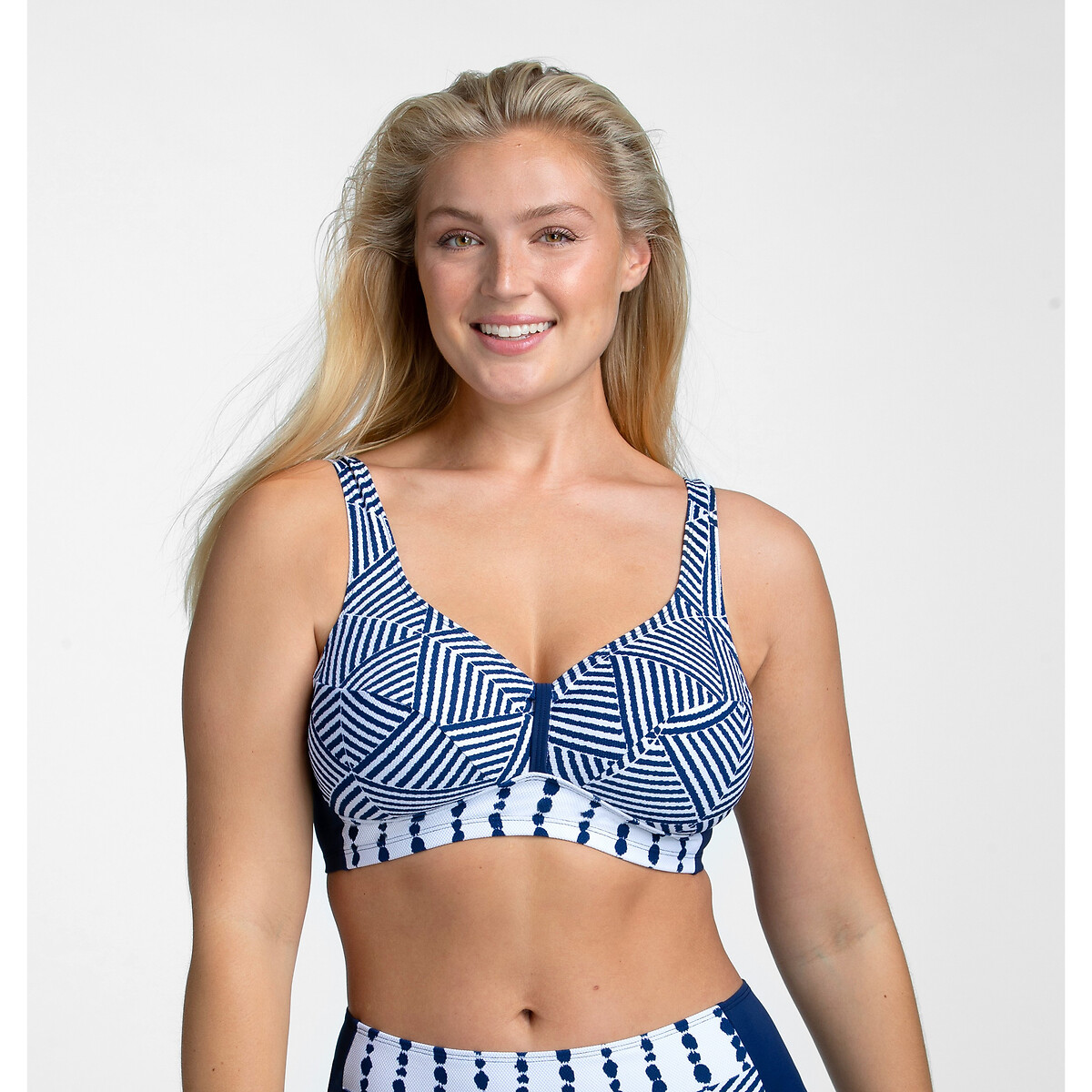 Azur Printed Non-Underwired Bikini Top navy print, MISS MARY OF SWEDEN