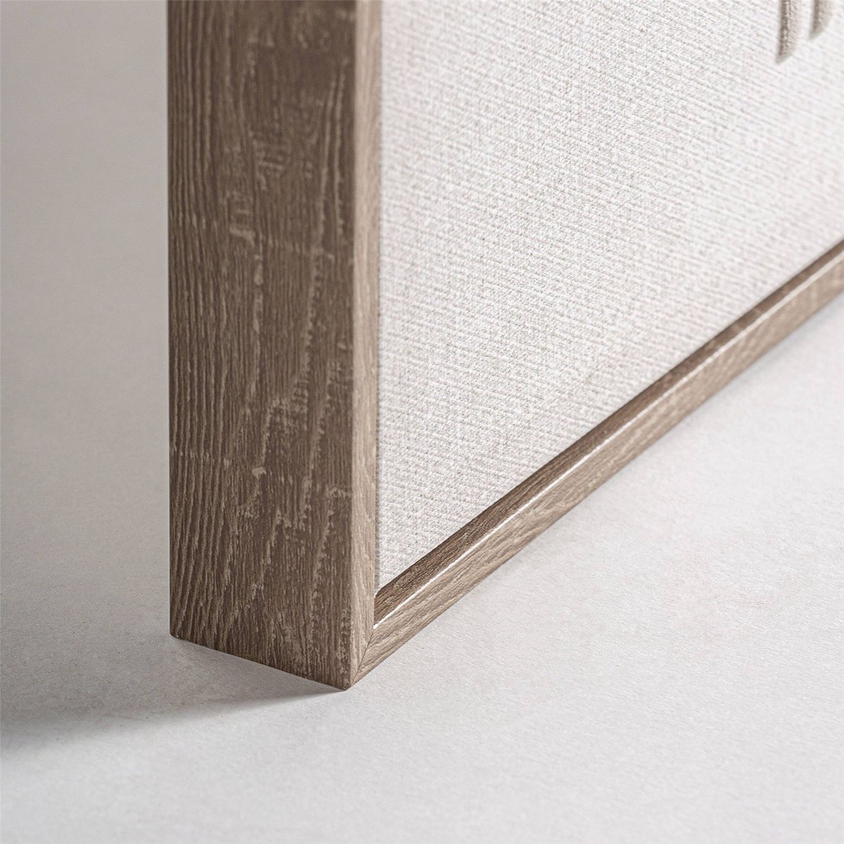 Tableau mural géométrique art déco sur toile beige clair et bois marron, RECOLLECTION