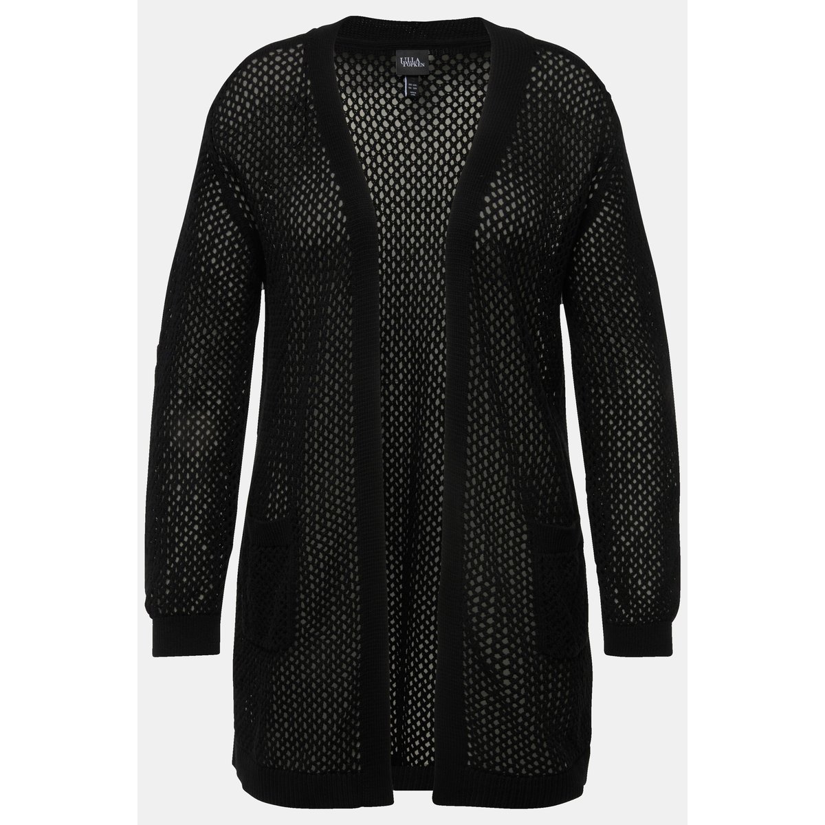 Cardigan long. Coupe ouverte noir, ULLA POPKEN