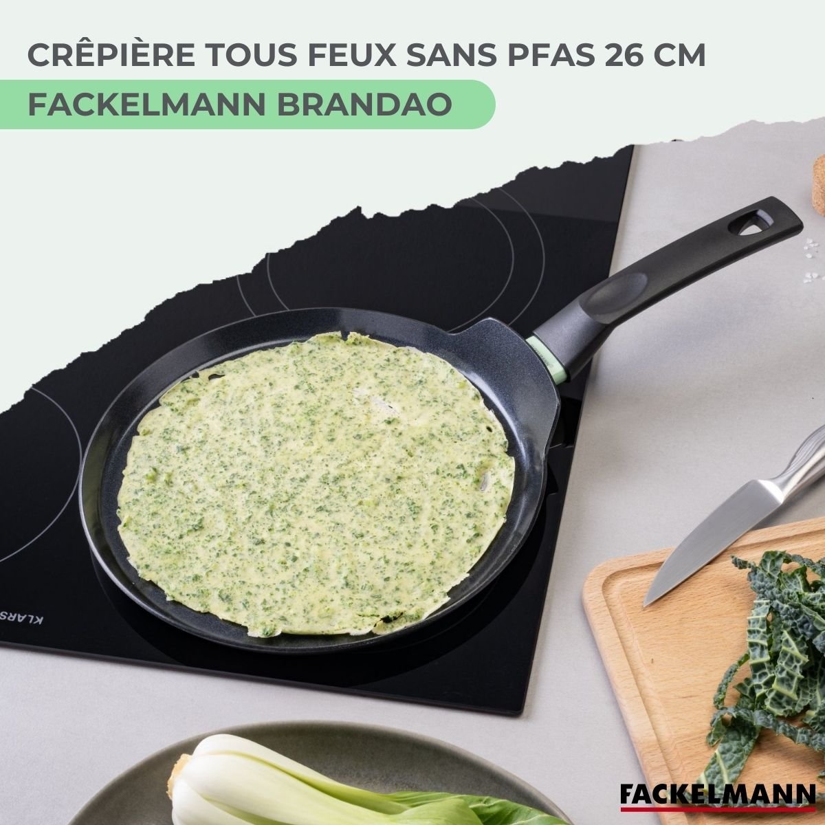 Crêpière 26 cm aluminium antiadhésif BRANDAO vert,noir, FACKELMANN