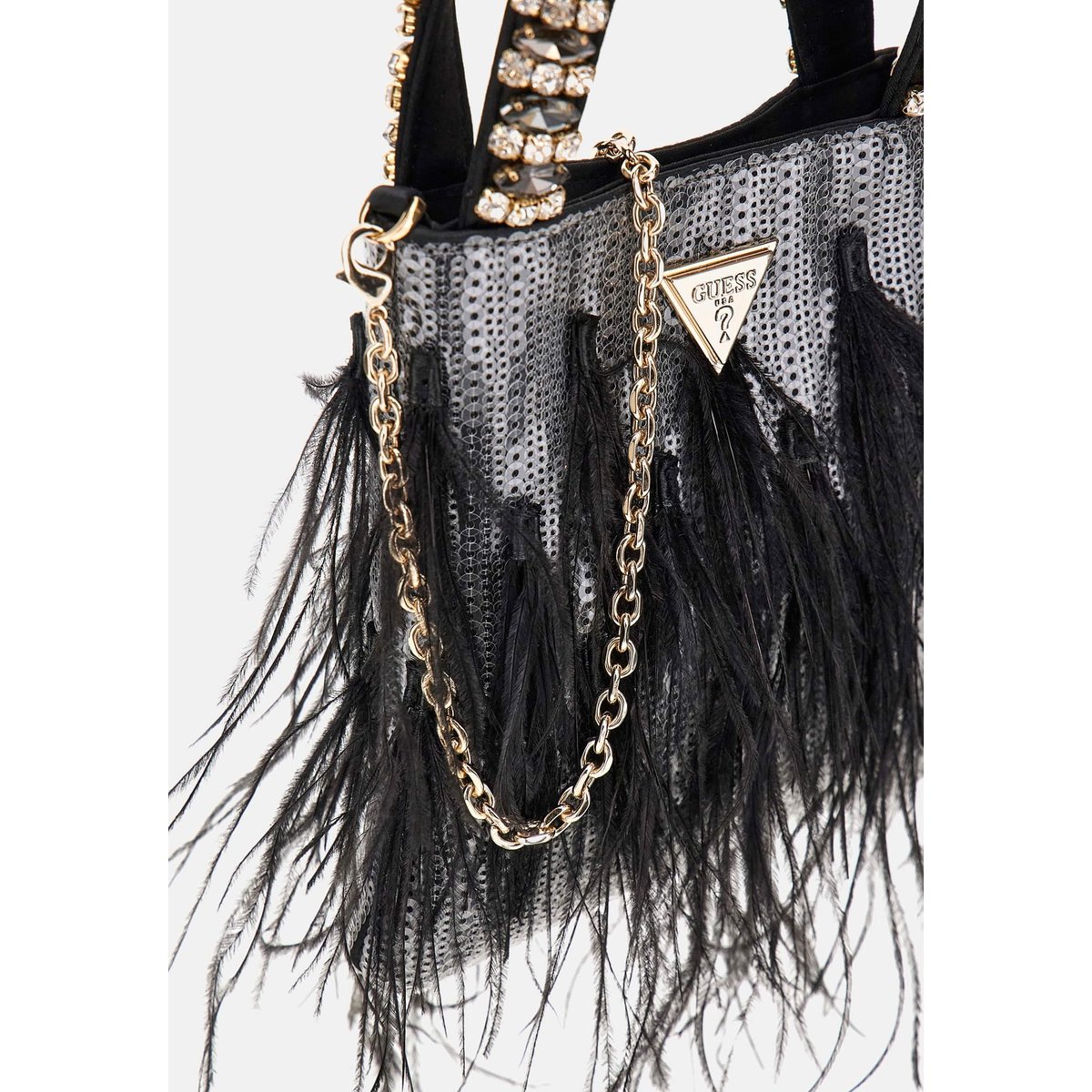 Pochette Misea Plumes noir, GUESS