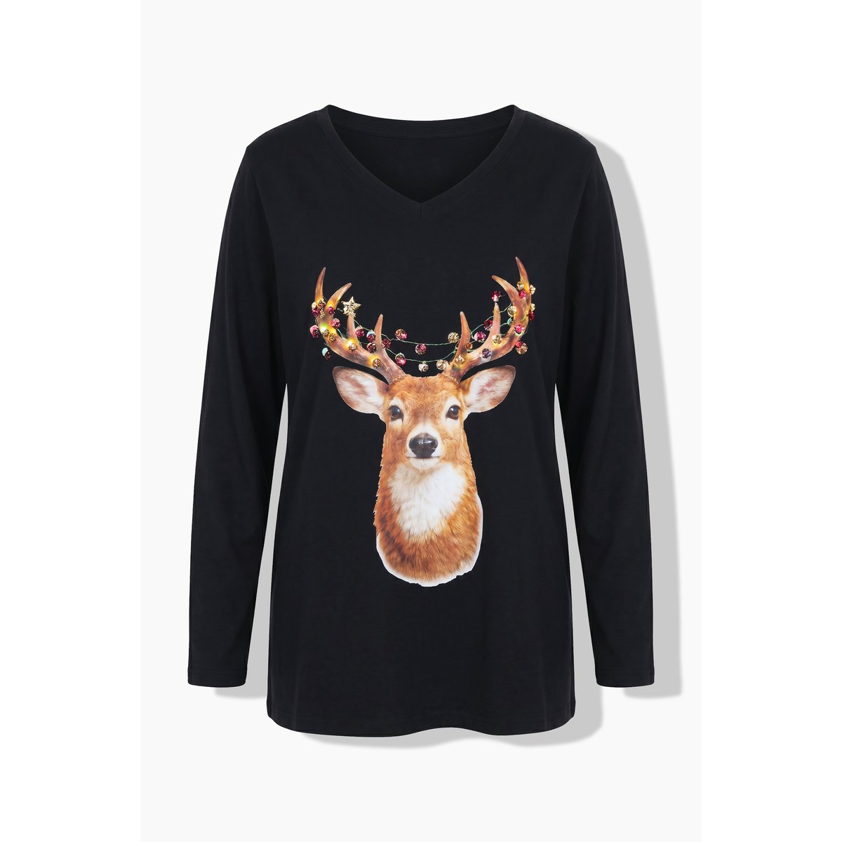 T-shirt de Noël, motif animal noir, ULLA POPKEN