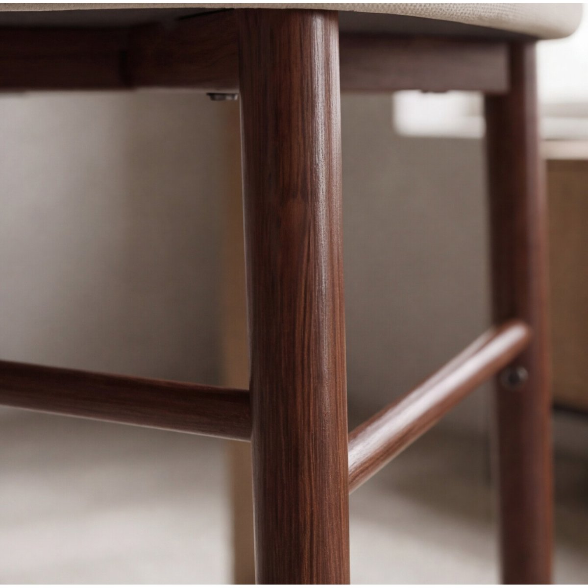 Tabourets de bar en tissu, lot de 2, Simon, SIMON beige, bois foncé, HAPPY GARDEN