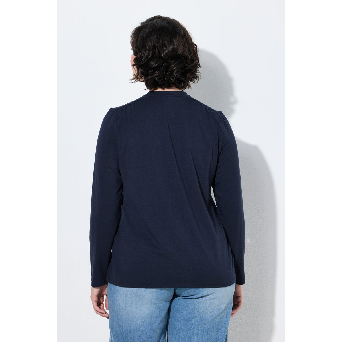 T-shirt avec patte de boutonnage marine, ULLA POPKEN